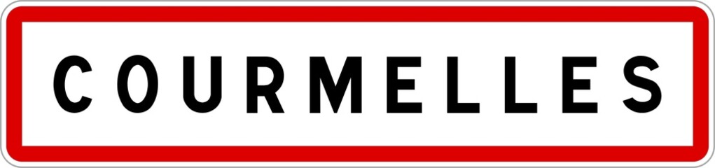 Panneau entrée ville agglomération Courmelles / Town entrance sign Courmelles