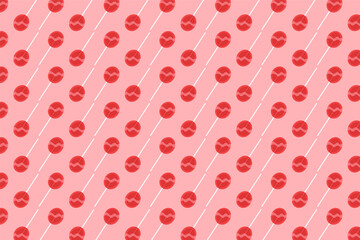 pattern with red lollipops and pink background