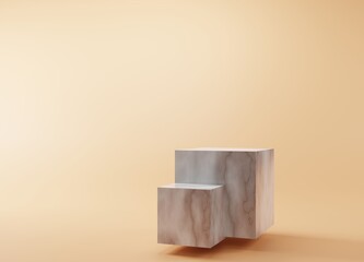 Marble podium for advertising cosmetics and product . Mockup 3d illustration