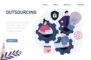 Outsourcing company. Idea of teamwork and project delegation. Company development and business strategy and planning