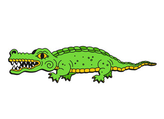 Crocodile line illustration.Vector cartoon graphic illustration wallpaper background design.Crocodile,alligator print for t-shirt,logo,poster