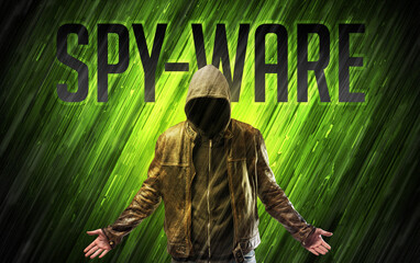 Mysterious man with security concept