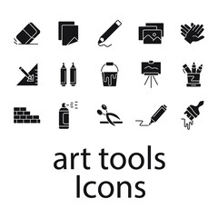 Paint art tools icons set . Paint art tools pack symbol vector elements for infographic web