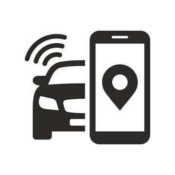 GPS car tracker icon. Vehicle tracking system. Location of a vehicle. Vector icon isolated on white background.