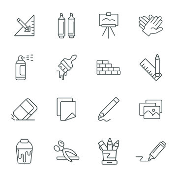 Paint art tools icons set . Paint art tools pack symbol vector elements for infographic web