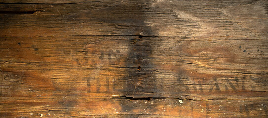 Rectangular horizontal banner from an old antique board.Vintage background in retro style. The tree...