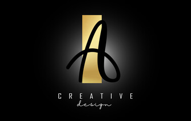 Golden Letters IA Logo with a minimalist design. Letters I and A with geometric and handwritten typography.