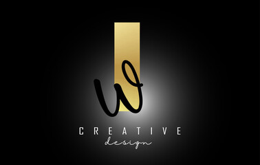Golden Letters IW Logo with a minimalist design. Letters I and W with geometric and handwritten typography.