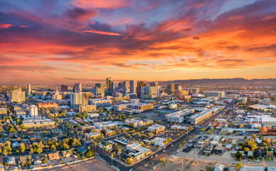Phoenix, Arizona, USA Downtown Skyline Aerial - obrazy, fototapety, plakaty