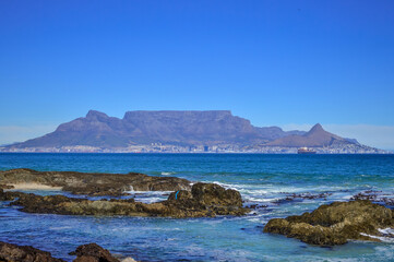 Table mountain beach , view from Blouberg cape town