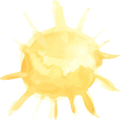Watercolor sun illustration , weather heat sign