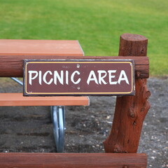 Picnic area sign in the park