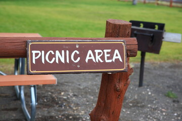 Picnic area sign in the park