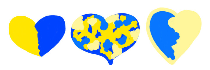 blue and yellow hearts 