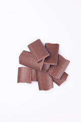 chocolate chips isolated in white background top view