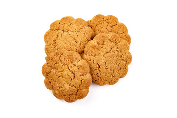 Oat cookies, isolated on white background.