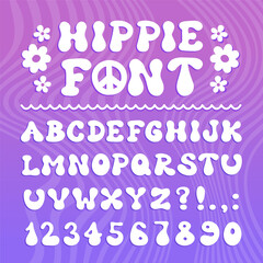 Hippie 60s,70s psychdedelic cartoon style font. Vector doodle illustration letters. Trendy alphabet,cartoon groovy hippie comic abc,60s,70s,funky concept