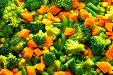 Stir fried vegetables, healthy food. Close-up.