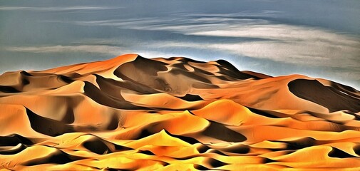 Fototapeta na wymiar Beautiful desert landscape with sand dunes