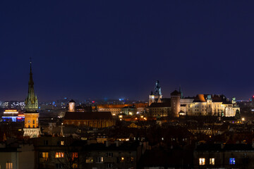 Cracow and Wawel castle by night  