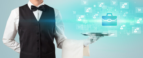Waiter serving business idea concept