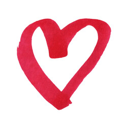 Heart drawn with a marker. Red heart illustration. Careless drawing of a heart. Vector heart