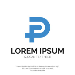 Fototapeta premium P Letter and Cross Medical Clinic Logo Design Premium Vector