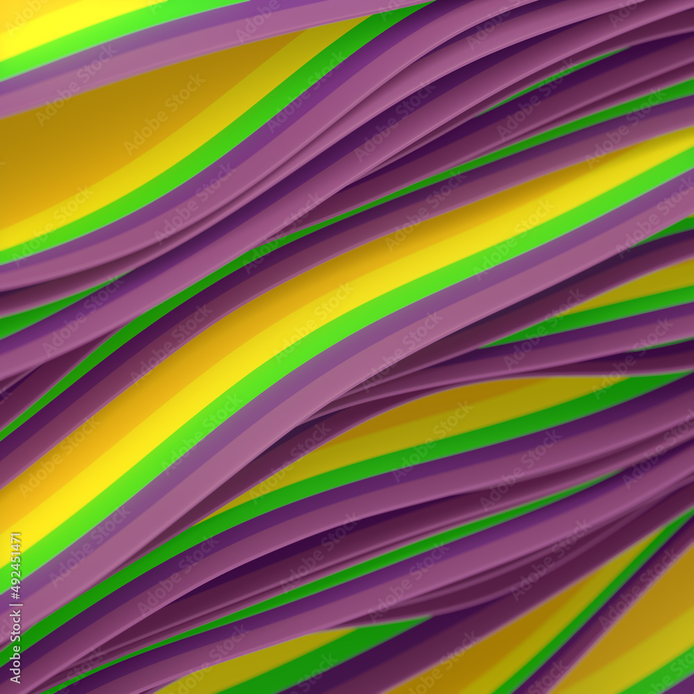 Poster Abstract modern smooth waves. Wave pattern. Art background. Neon light gradient. 3d rendering digital illustration