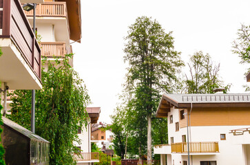 residential buildings on a ski holiday in summer