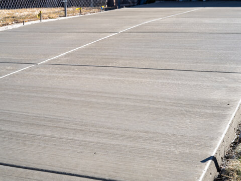 Fresh concrete slab drying in the bright sunshine.