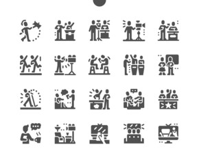 TV Shows. Television and studio. Vocal show. Dance, talent show and other. Vector Solid Icons. Simple Pictogram