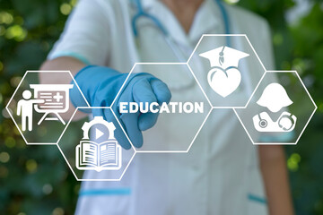 Concept of medical education. Educate medicine modern technology.