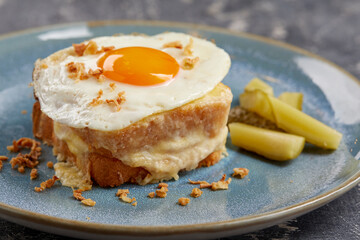 breakfast with fried egg and cheese