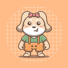 Cute bunny character standing vector illustration