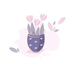 Drawing of a houseplant. Tulips 