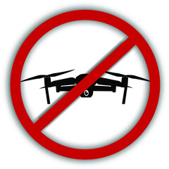 Vector image of a prohibition sign that prohibits flying drones in certain places