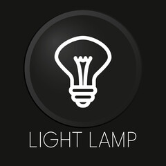 Light lamp minimal vector line icon on 3D button isolated on black background. Premium Vector.
