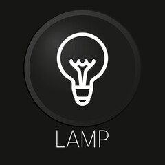 lamp minimal vector line icon on 3D button isolated on black background. Premium Vector.