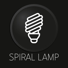 Spiral lamp minimal vector line icon on 3D button isolated on black background. Premium Vector.