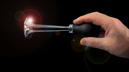 Hand honking on black background