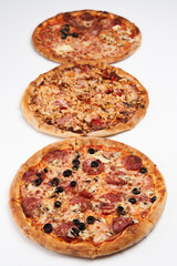 Pizza closeup isolated on white