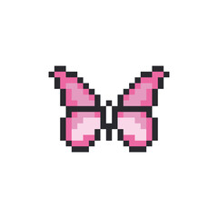 8 bit pixel butterfly vector. 
