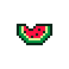 Pixel art watermelon icon. pixels. Vector illustration on a white background. 8 bits