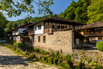 Fototapeta na wymiar View of old houses in Etar village, Bulgaria