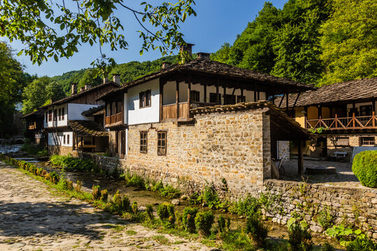 View of old houses in Etar village, Bulgaria