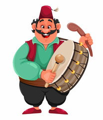 Ramadan Kareem. Funny cartoon character drummer - 492464296