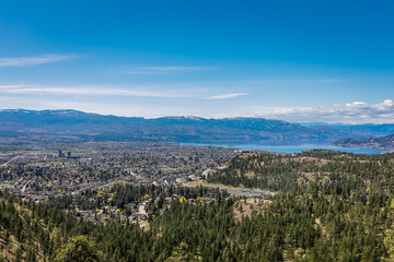 The view of Okanagan Lake from the top of a mountain 