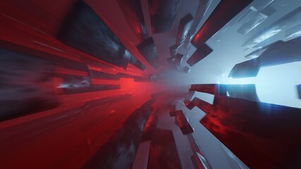 Abstract Cinematic Cyberspace Tunnel Machine Space Sci-fi 3d render loop