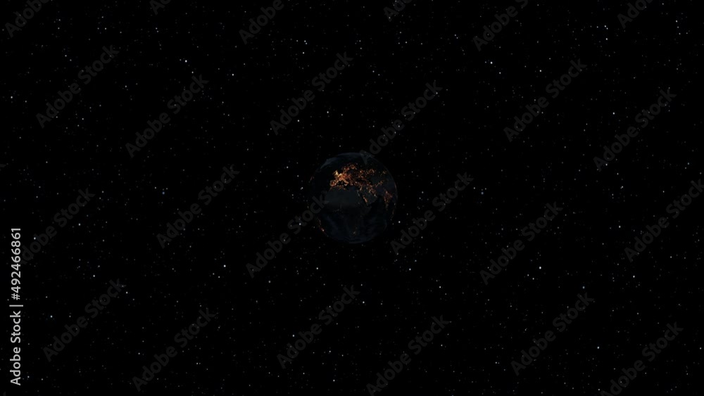 Wall mural planet earth 3d orbital animation with realistic geography surface and clouds atmosphere . spinning 