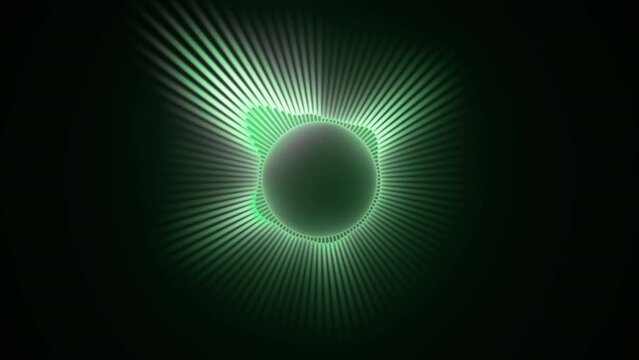 Sound wave equalizer. Loopable green colored VJ motion graphics, audio vu meter spectrum waveform circle beat react EDM seamless loop for club concert and high tech background screen. Projection